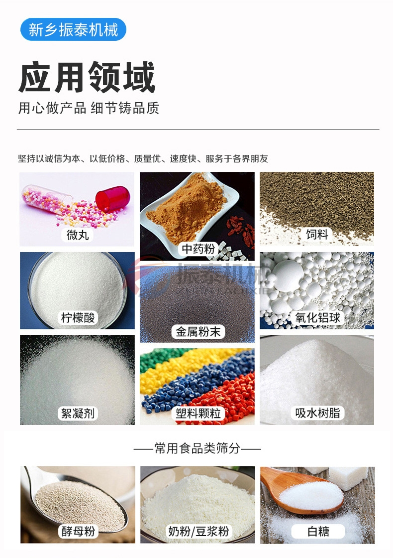 富马酸粉末摇摆筛应用领域